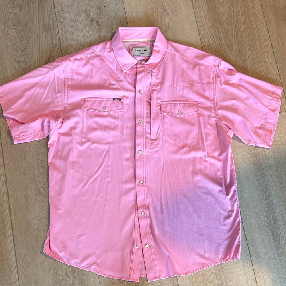 Men’s Poncho Short Shirt — Pink snaps